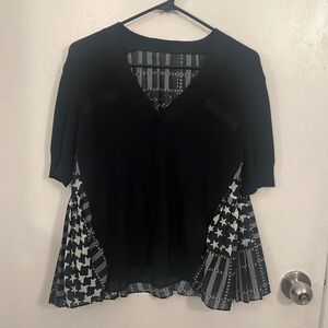 Black Knit Top with Star Graphic